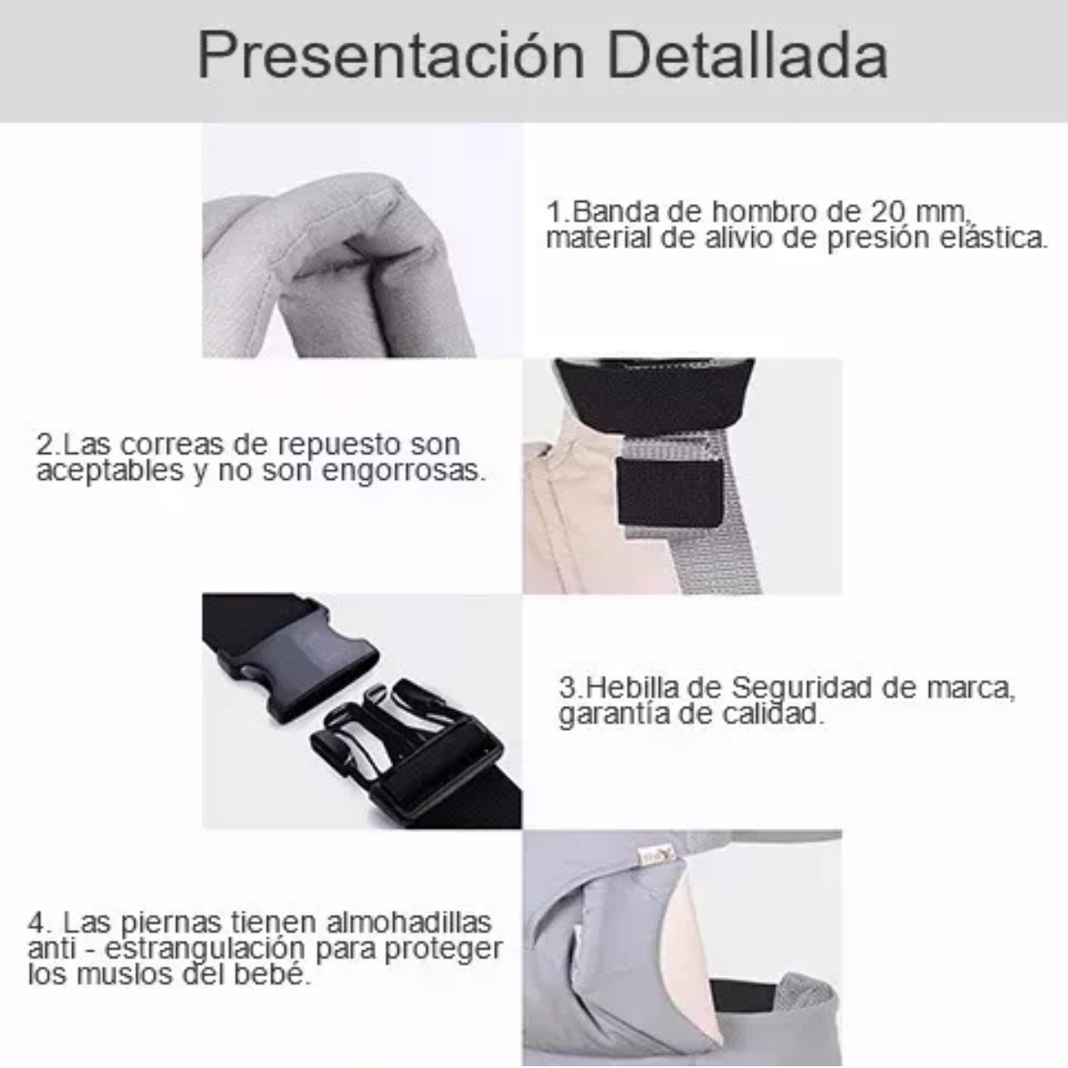 Mochila Cangurera Para Beb&eacute; Ergon&oacute;mica Asiento De 3-48 Meses Azul marino image number null