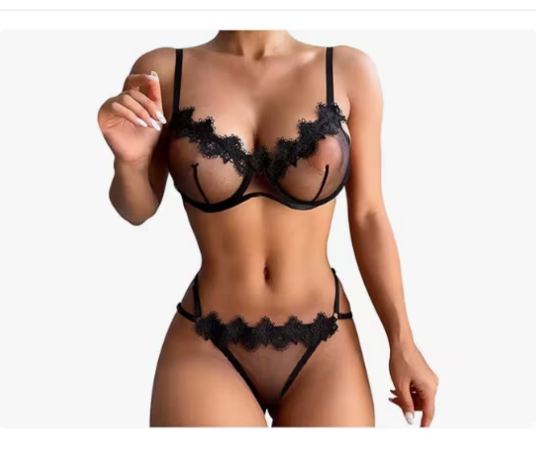 Conjuntos De Lencer&iacute;a Mujer Er&oacute;tica Lencer&iacute;a Sexy Mujer color negro talla: s image number null