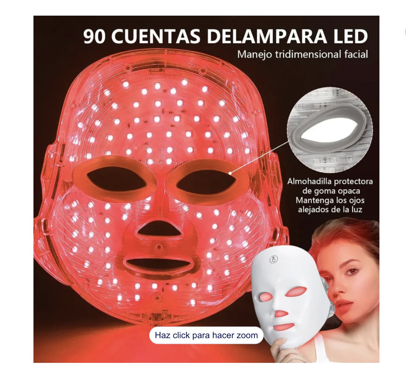 Mascara Led Facial De Skin Care Terapia Elimina Acne/arrugas Modelo Blanco image number null