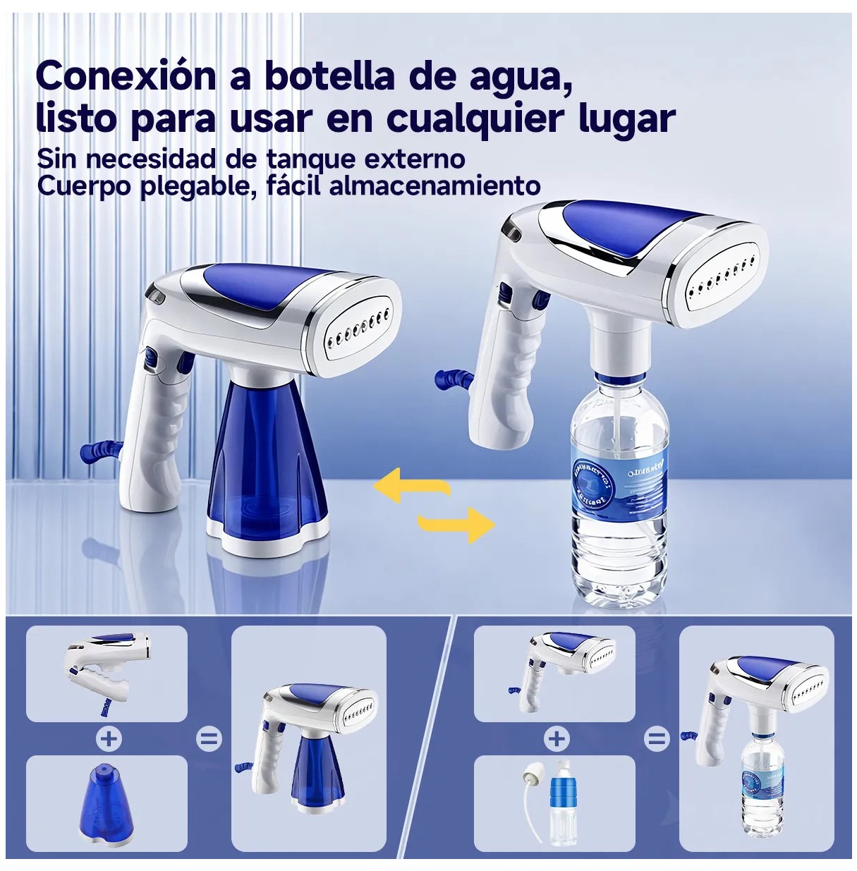 Planchas De Vapor Plegable Con Tres Velocidades De Mano BLANCO CON AZUL image number null