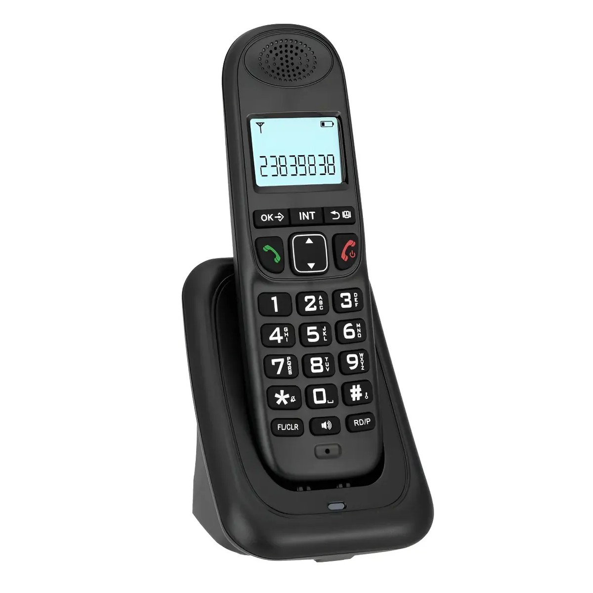 Tel&eacute;fono Inal&aacute;mbrico Fijo Moderno Con Lcd Negro image number null