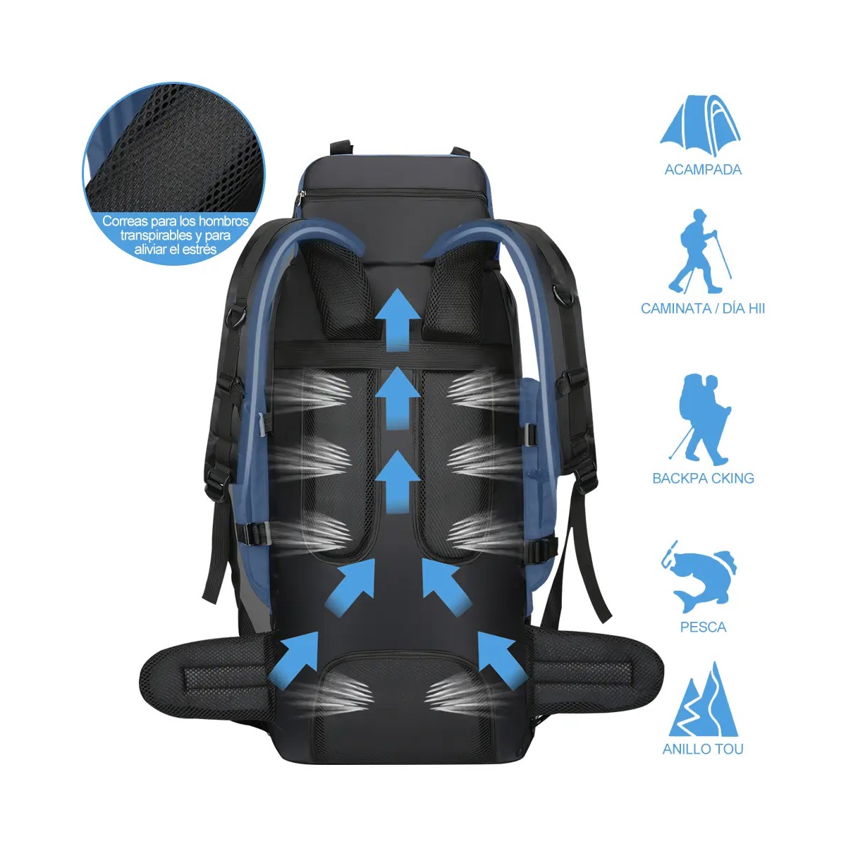 Mochila de Viaje Impermeable Azul image number null