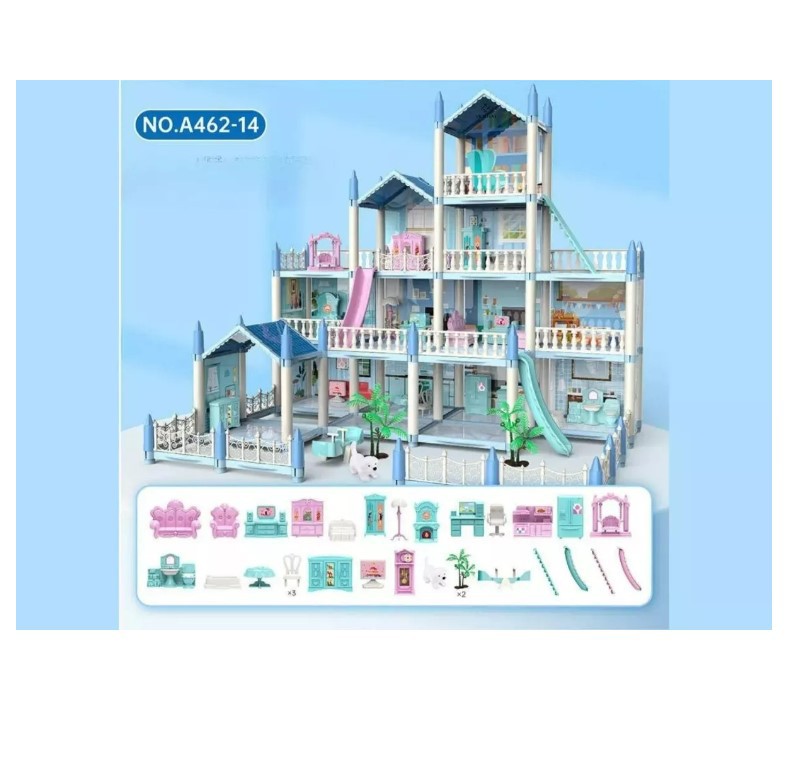 Casa Mu&ntilde;ecas Grande Castillo Para Princesas Color Azul T. image number null