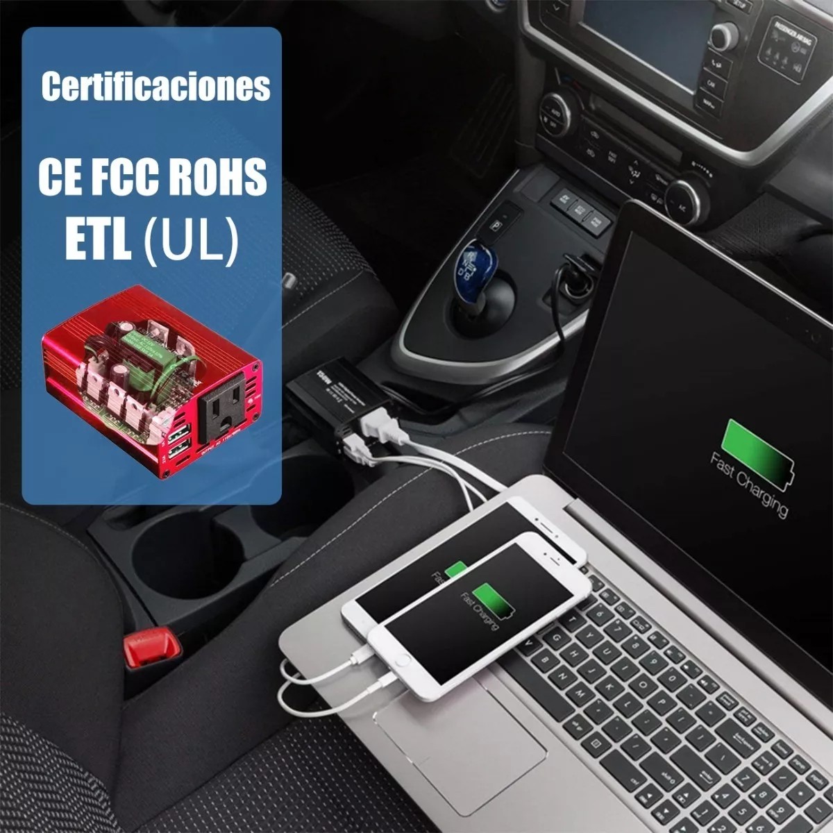 Inversor De Corriente Para Auto 150w, 12v-110v image number null