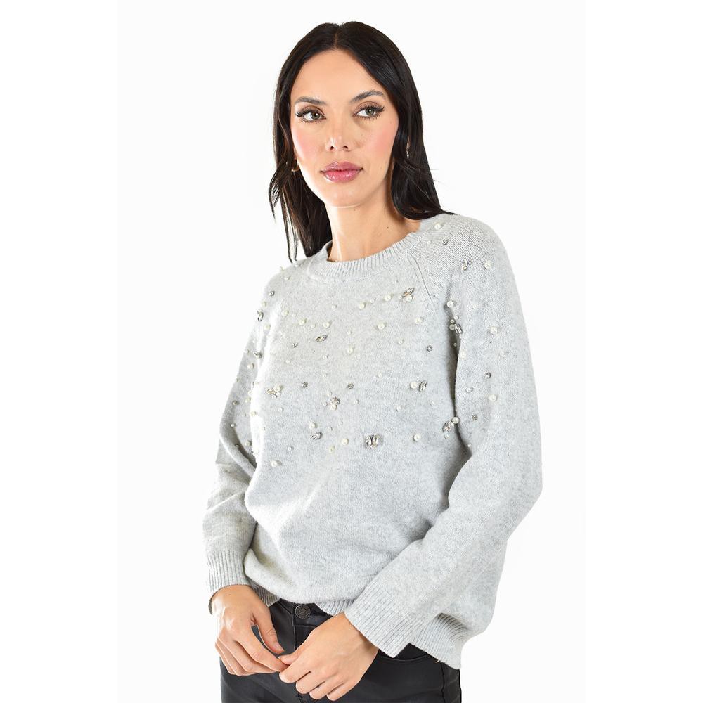 Sueter con pedreria y perlas Roman Fashion /Juvenil, 4003 (Gris) image number null