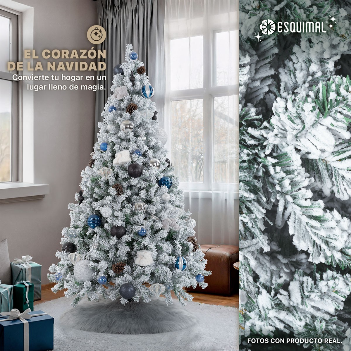&Aacute;rbol de Navidad Artificial Pino Cl&aacute;sico 1.5m 600 Ramas &ndash;Verde Nevado ESQUIMAL. image number null