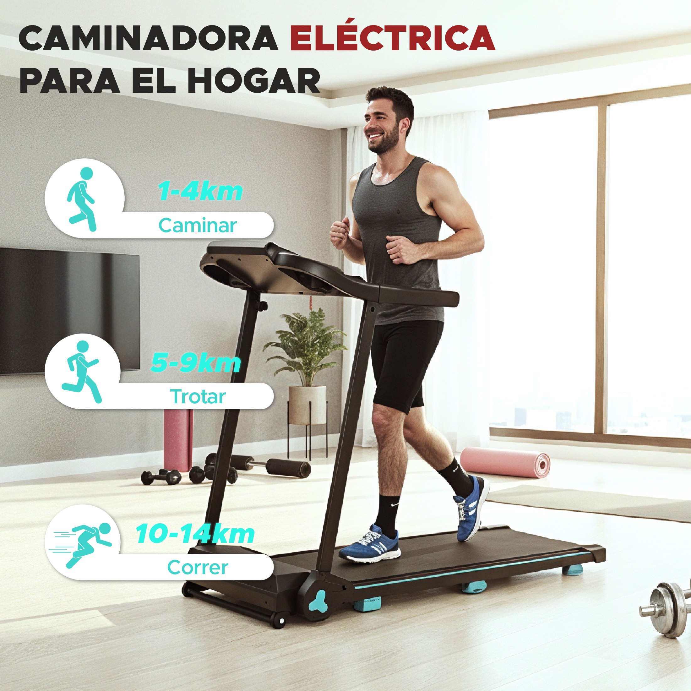 Caminadora X-Rush Calypso Plegable 1.5HP, 14 km/h, 2 Niveles Inclinaci&oacute;n Pantalla LED image number null