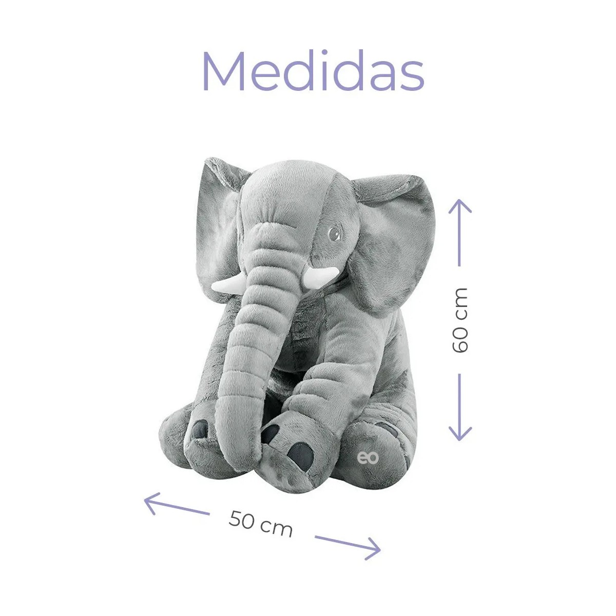 Peluche Grande Elefante Almohada Juguete Para Ni&ntilde;os Y Bebes 60cm Gris image number null