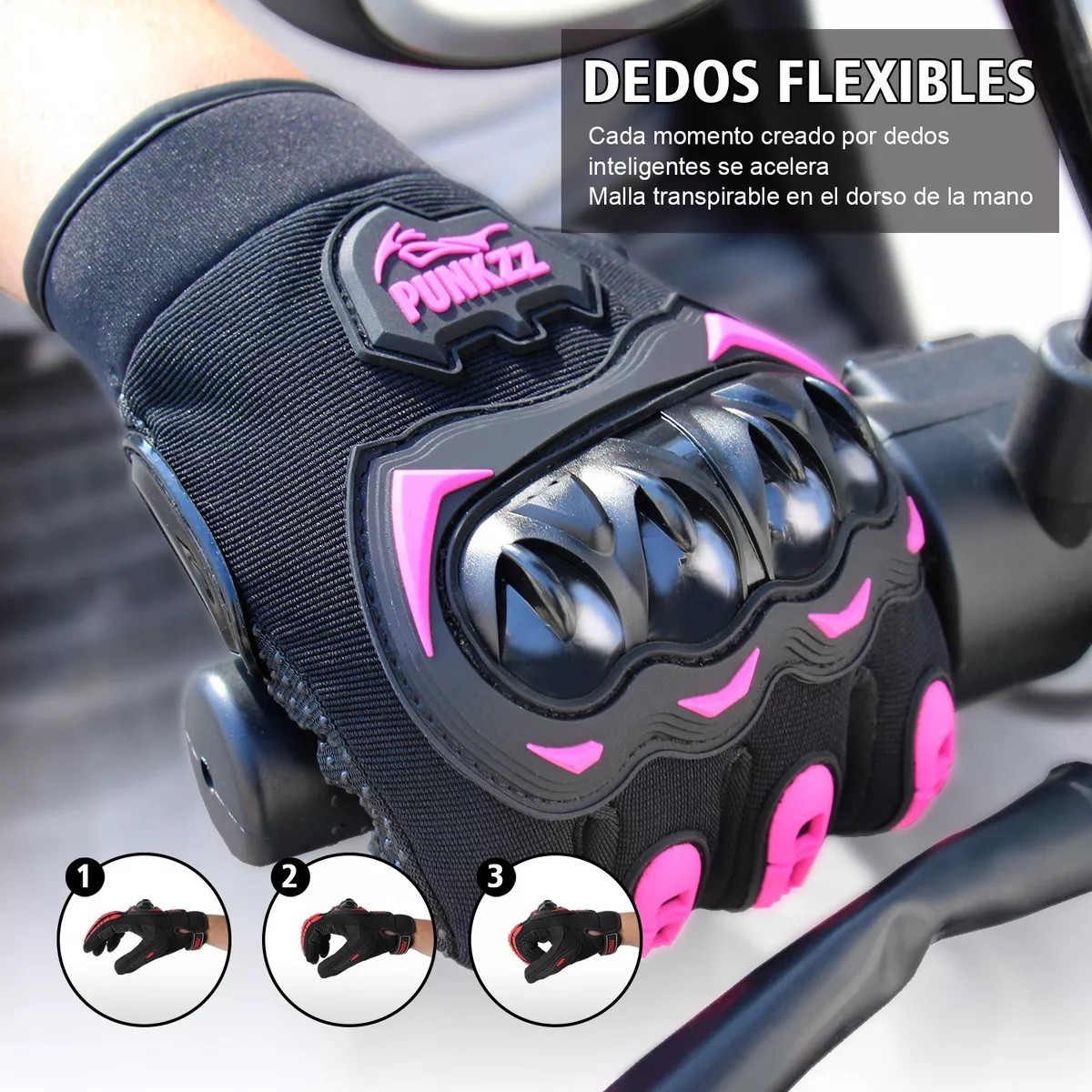 Guantes Proteccion Pantalla T&aacute;ctil De Dedo Para Motocicleta Rosa Talla XXL. image number null