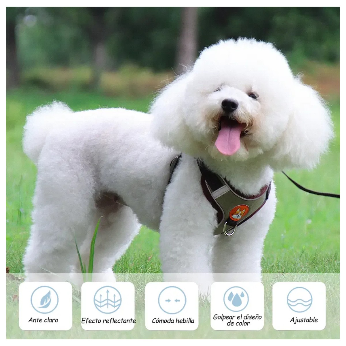 Pechera Arn&eacute;s Para Perro Regulable Con Bandas Reflectivas Marron Talla S image number null