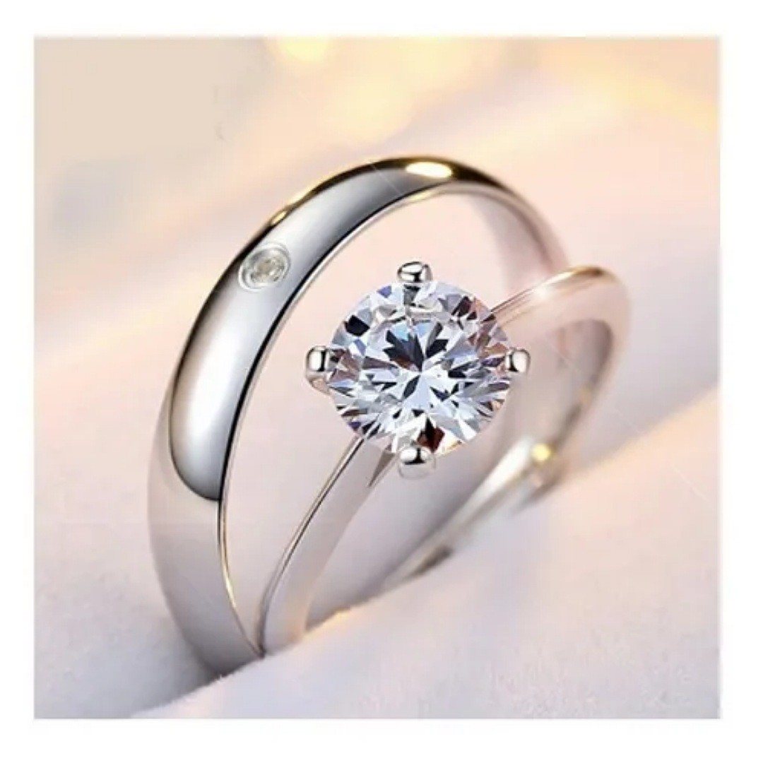 2 Anillos Duo Promesa Plata Fina 925 Amor Parejas image number null