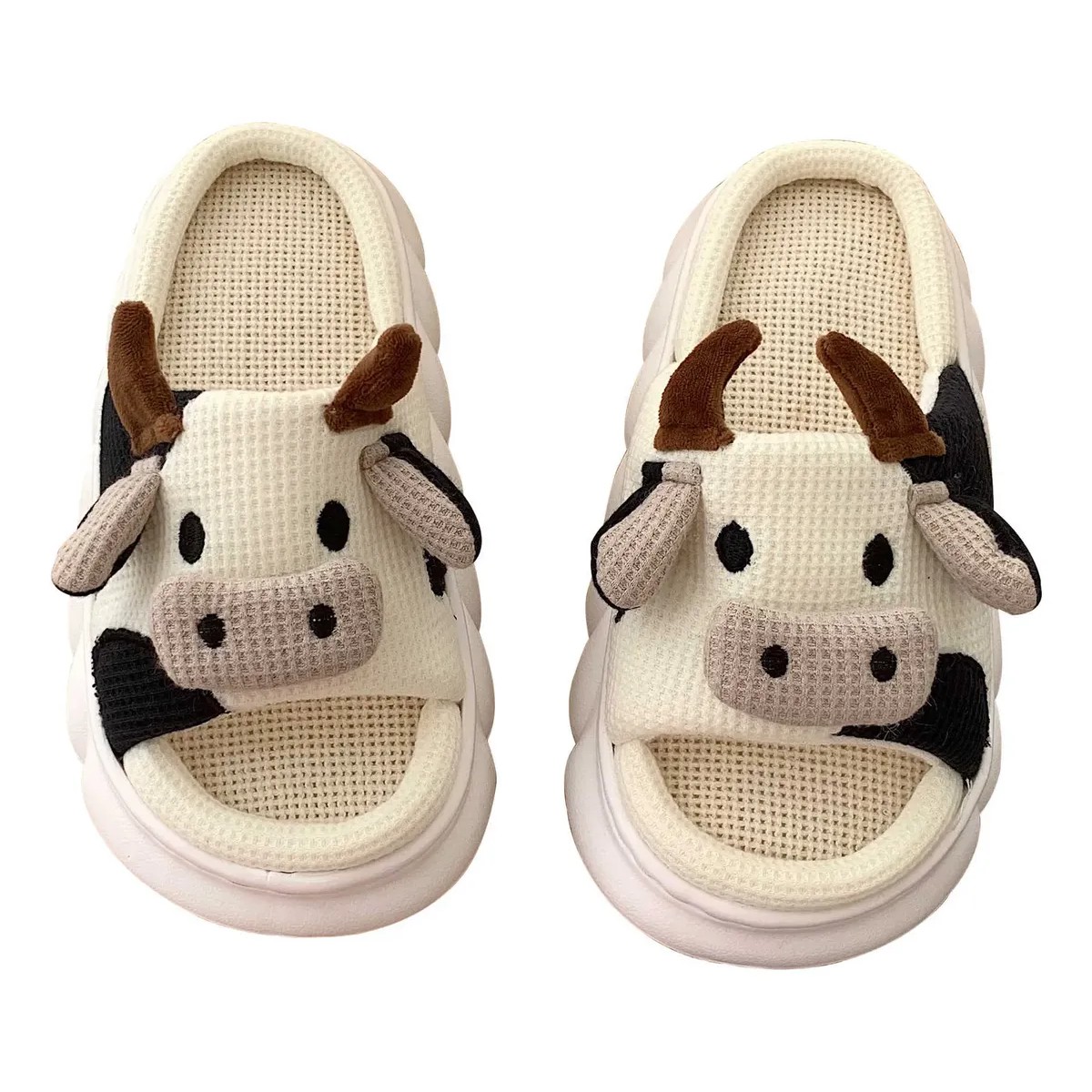 Pantuflas De Vaca Para Suaves C&oacute;modas Lino Color Blanco Talla : 25 image number null