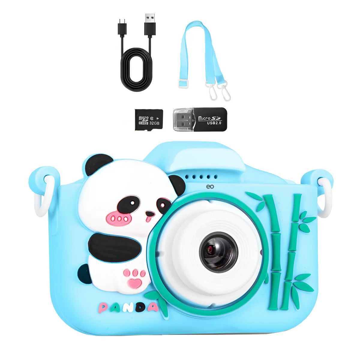 C&aacute;mara Digital Para Ni&ntilde;os Hd De Doble Lente 1080p+32gb Azul image number null