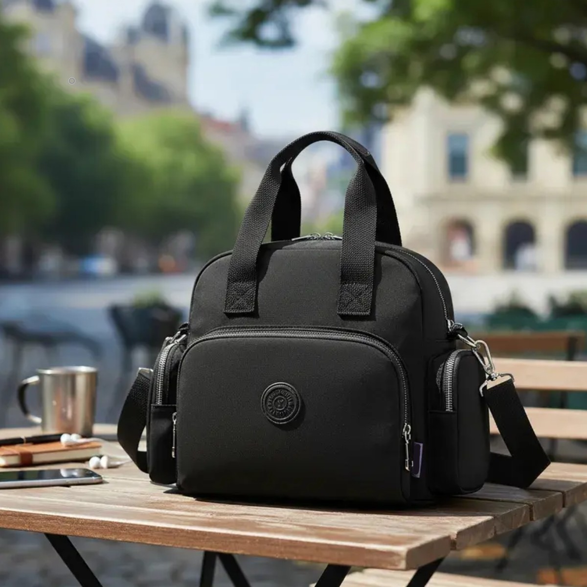 Bolso De Moda Impermeable Para Mujer Con Carga Usb Port&aacute;til Color Negro image number null