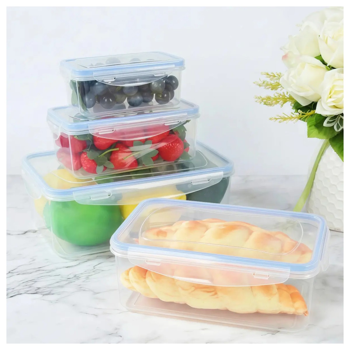 Set 4 Contenedores Recipiente Topper Alimento Comida Cocina image number null