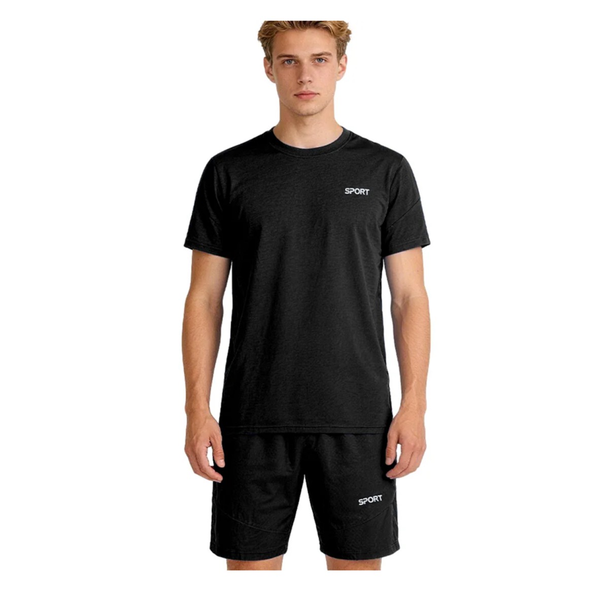 Conjunto De Playera Mangas Cortas Y Short Deportivo Hombre Negro Talla XXXL image number null