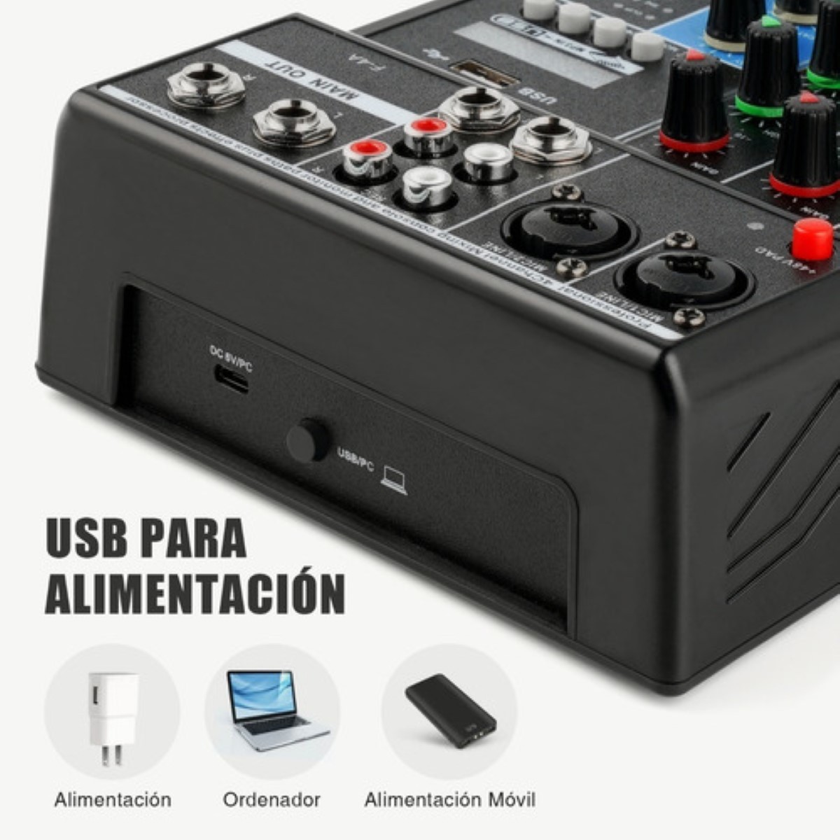 Mezclador De Audio Bluetooth 4 Canales De Consola Tarjeta NEGRO. image number null