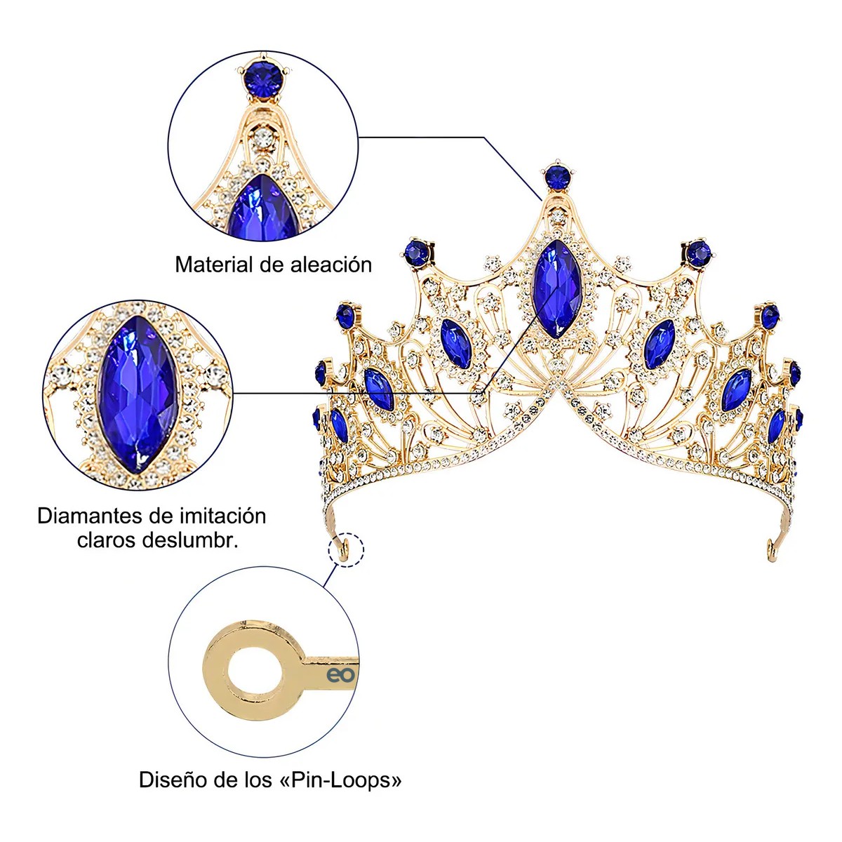 Coronas Reina Tocado De Novia Boda Tiara Princesa Diadema Accesorios Para Ni&ntilde;as Azul image number null