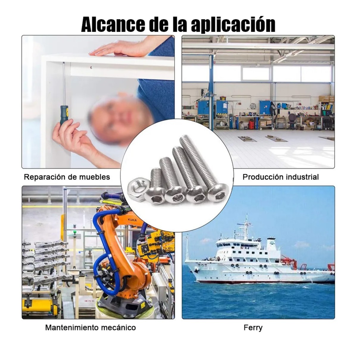 Set Tornillos De Cabeza Hexagonal M3 M4 M5 Plana Acero image number null