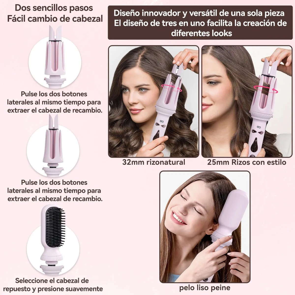 Rizadora Cabello Automatico Ceramica Con Plancha De Cabello image number null