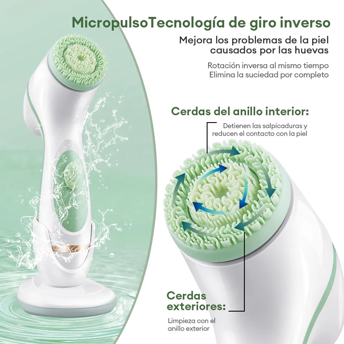 Cepillo facial el&eacute;ctrico Exfoliante de Silicona color blanco image number null