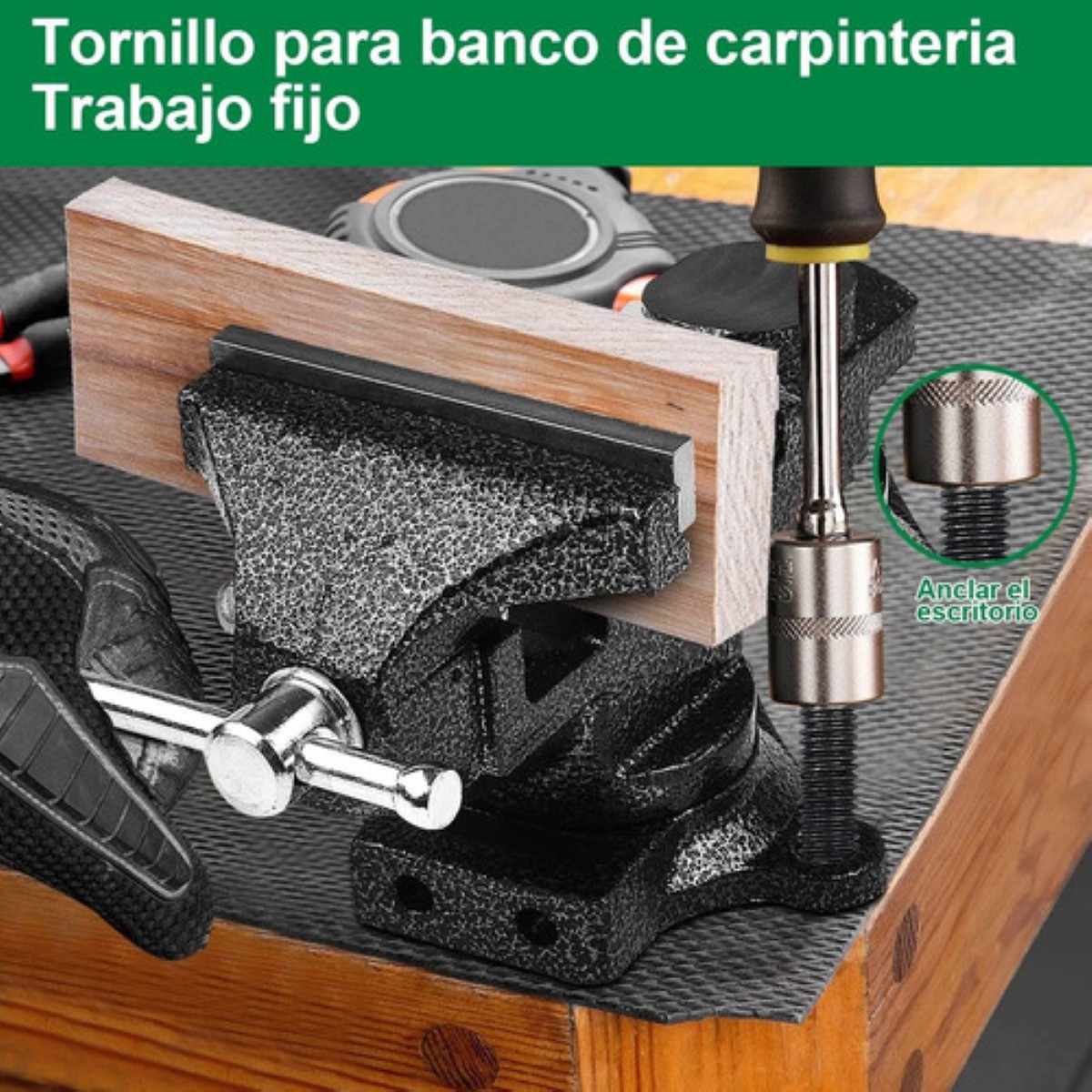 Tornillo De Banco Ligero De Ajuste R&aacute;pido 360&deg; Negro image number null