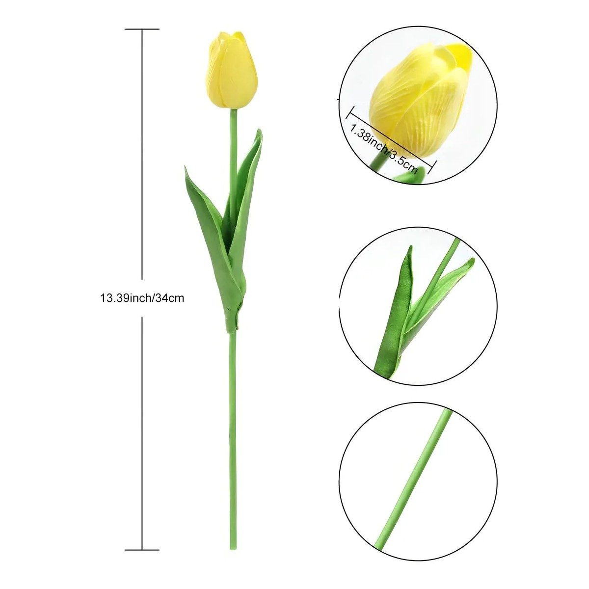 30pzs Flores Artificial Tulipanes Decoraci&oacute;n Amarillo image number null