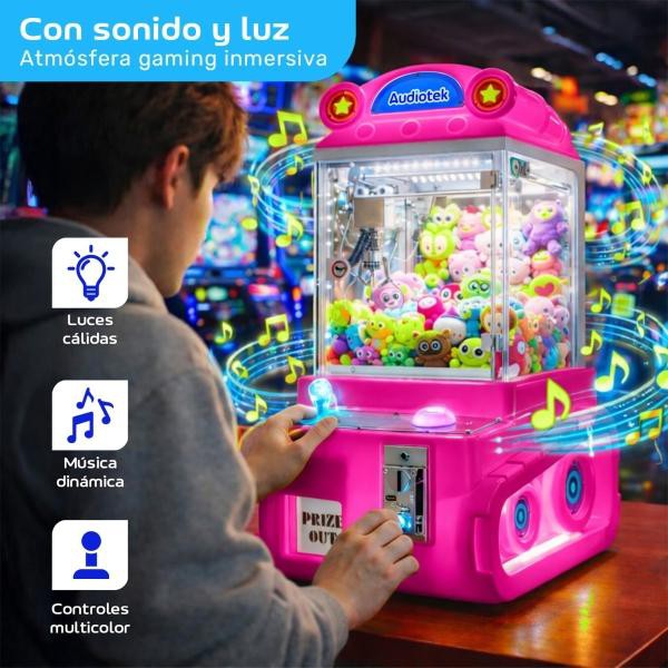 Maquina Garra Atrapa Peluches Audiotek Rosa Arcade Led image number null