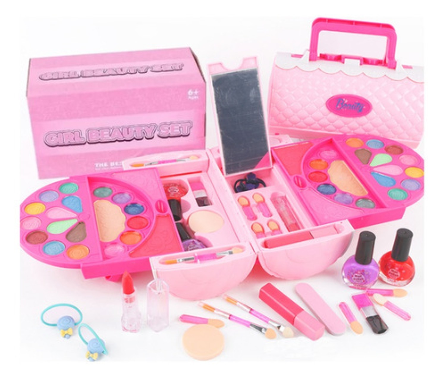 Juego De Maquillaje Para Ni&ntilde;as, Juguete Belleza Lavable Rosa 58 pz image number null