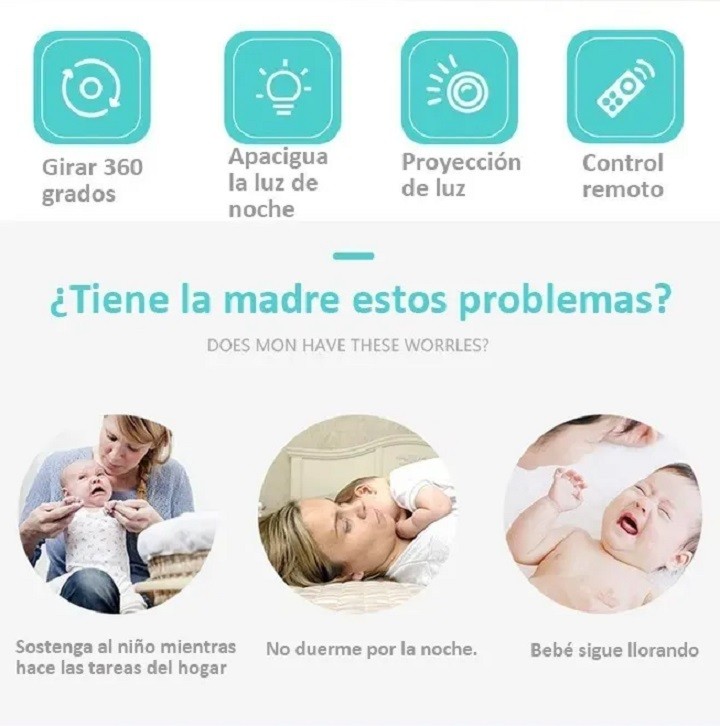 Sonaja M&oacute;vil Musical De Beb&eacute; Cuna Unisex Giratoria, Con Proyector image number null