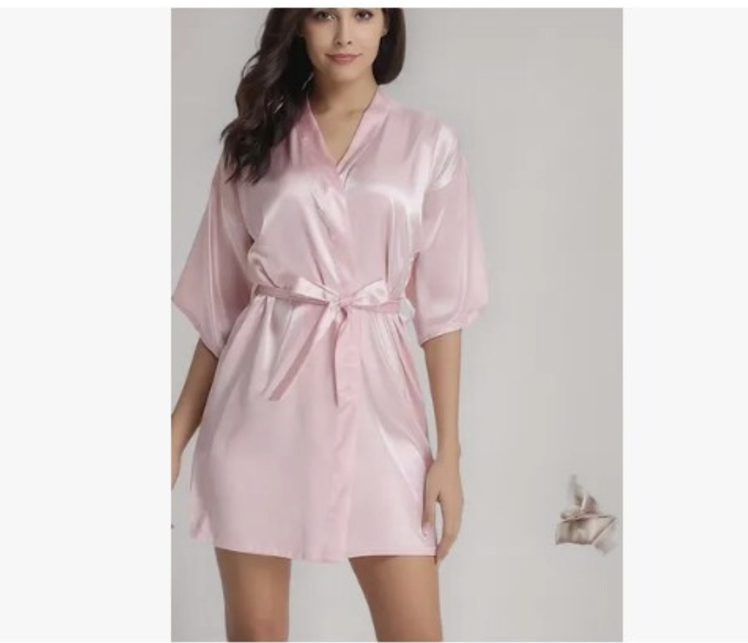 Bata de Sat&iacute;n para Mujer Modelo Rosa XL image number null