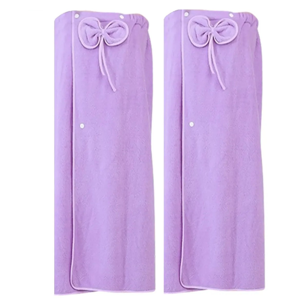 Bata Toalla Dama Microfibra Con Broches 2 Pzas Lavanda image number null