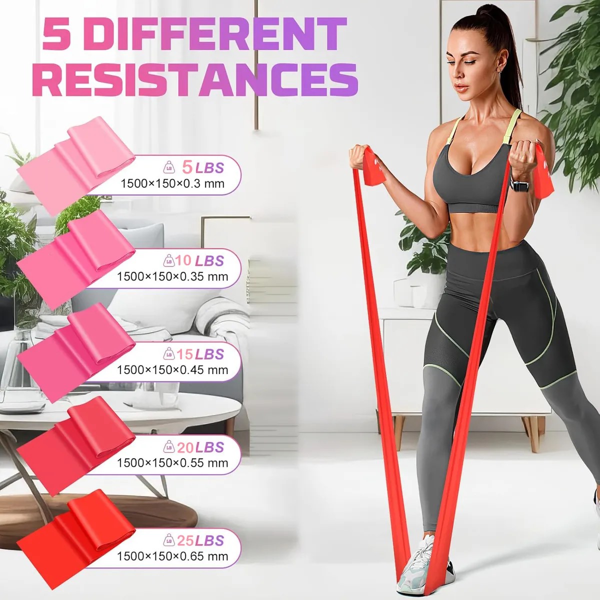 Bandas El&aacute;sticas De Resistencia Ejercicio Fitness Yoga 6 Pcs image number null