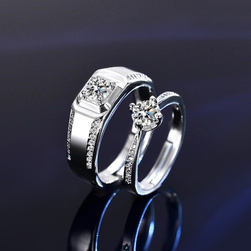 2 Anillos Ajustables De 925 Plata De Pareja Compromiso. image number null
