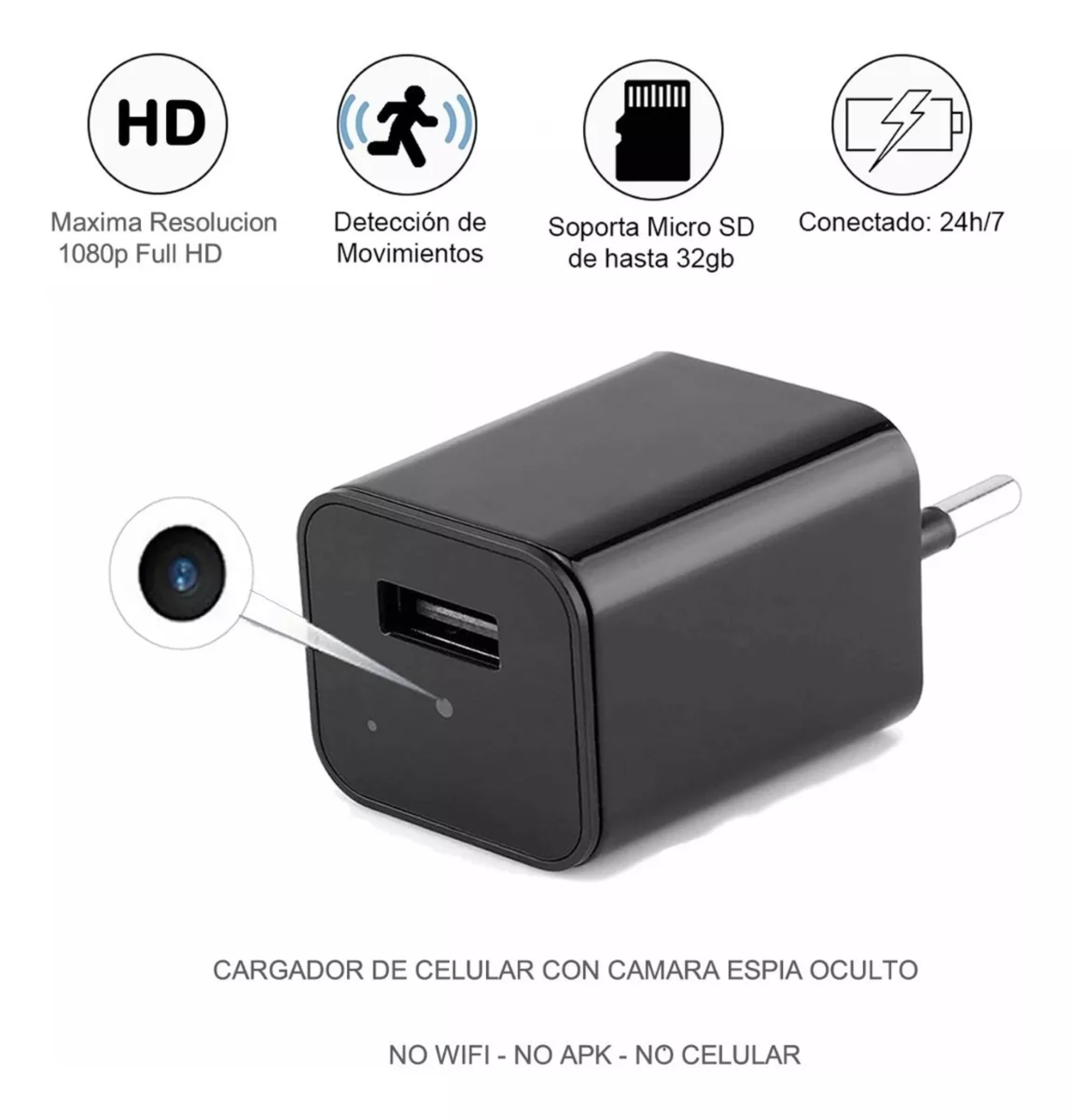 OFERTA Camara - Usb Cargador Espia Oculto - Graba Video+audio image number null