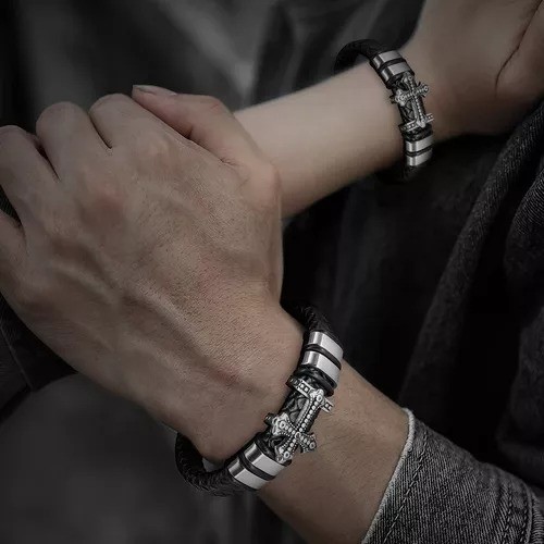 5 Piezas Pulsera Para Hombre De Cuero Con Hebilla Magn&eacute;tica image number null