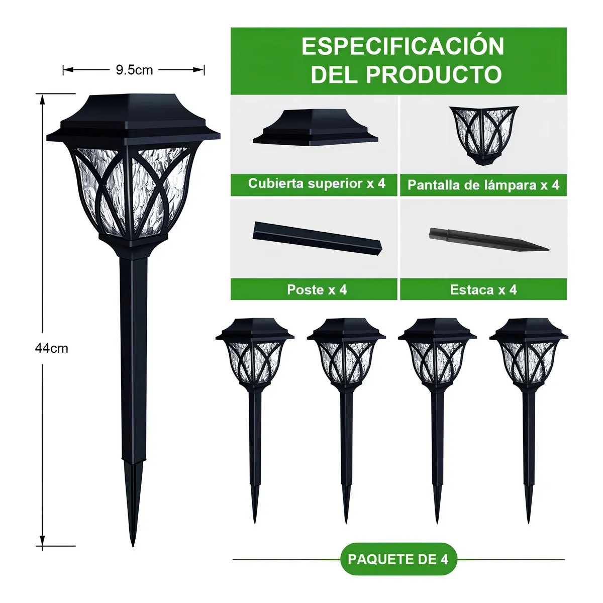4pzs L&aacute;mpara Solar Jard&iacute;n Impermeable Luz Solares Exterior Blanca C&aacute;lido image number null