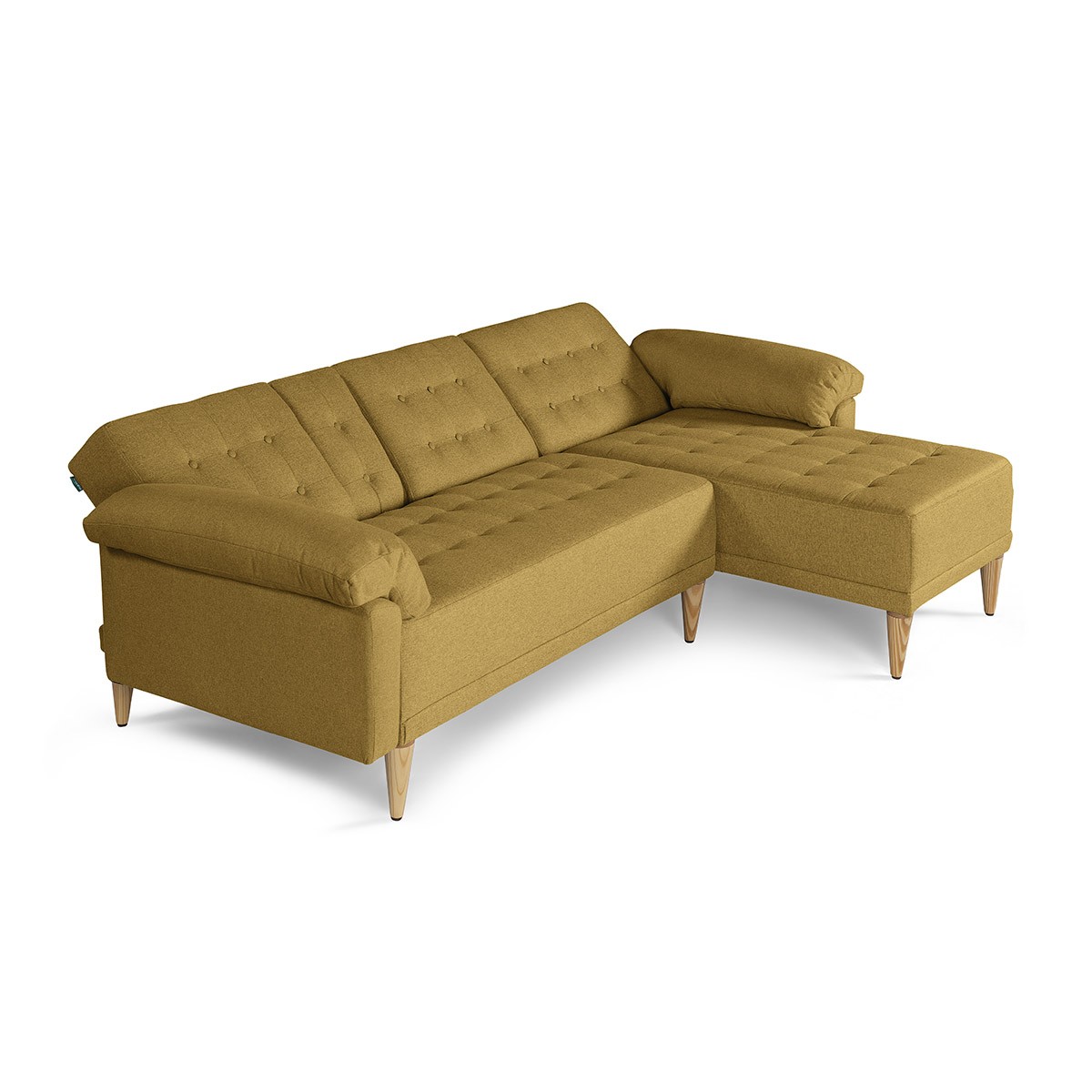 Sala Modular Reversible Makora Brunello con Memory Foam, Color Mostaza Lino, Respaldo Reclinable de 3 Posiciones image number null