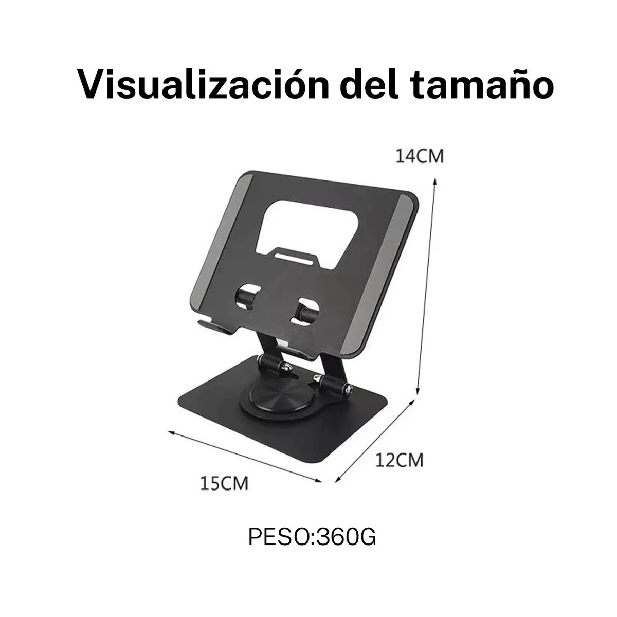 Soporte Base Metal Ajustable Plegable Tel&eacute;fono Tablet Color Negro image number null