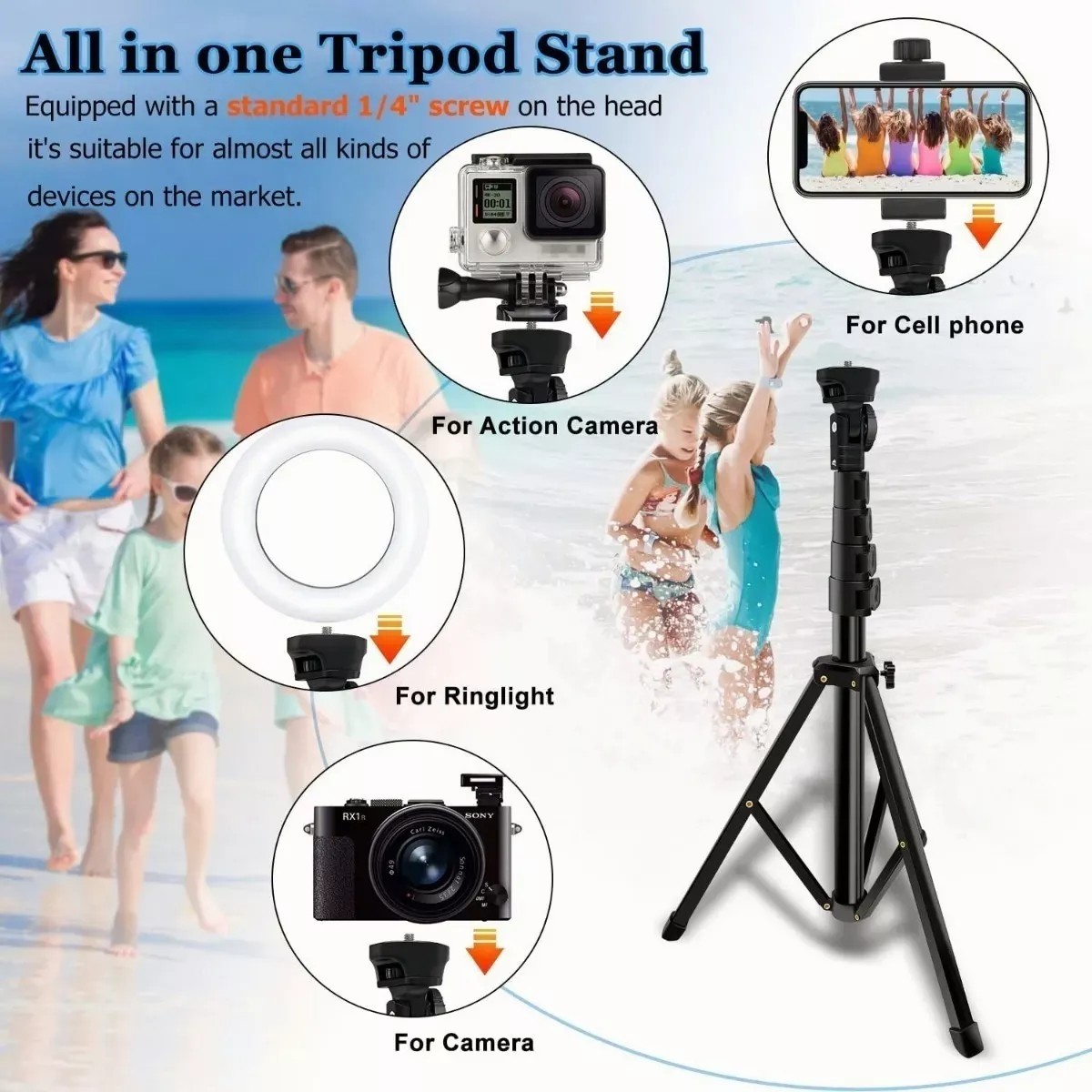 Tr&iacute;pode Selfie Stick 3en1 Bluetooth Control Remoto 170cm image number null