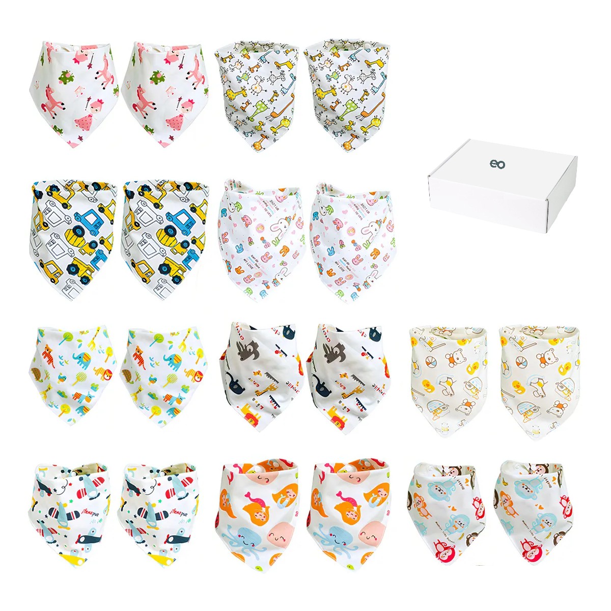 20 Piezas Baberos Para Ni&ntilde;as, Ni&ntilde;os Multicolores image number null