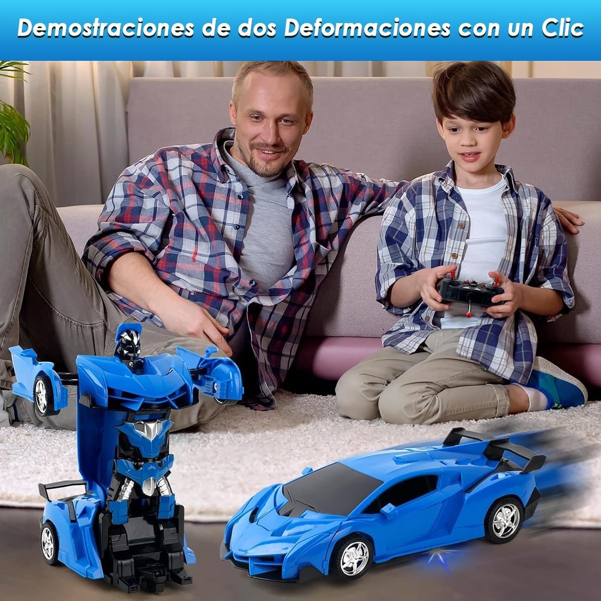 E T EASYTAO Carro de Control Remoto, Robot de Deformaci&oacute;n RC 2.4 GHz Giratorio de 360&deg; con Luz LED, image number null