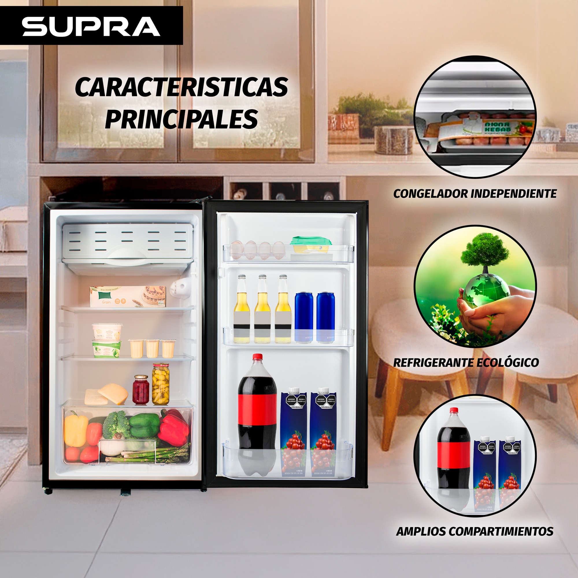 SUPRA ASPEN, FRIGOBAR DE 95 L CON CONGELADOR. image number null