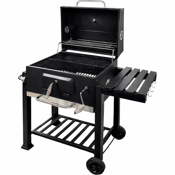 Asador Carbon 24 Pulgadas Con Parrillas Altura Ajustable Ahumador Termometro image number null