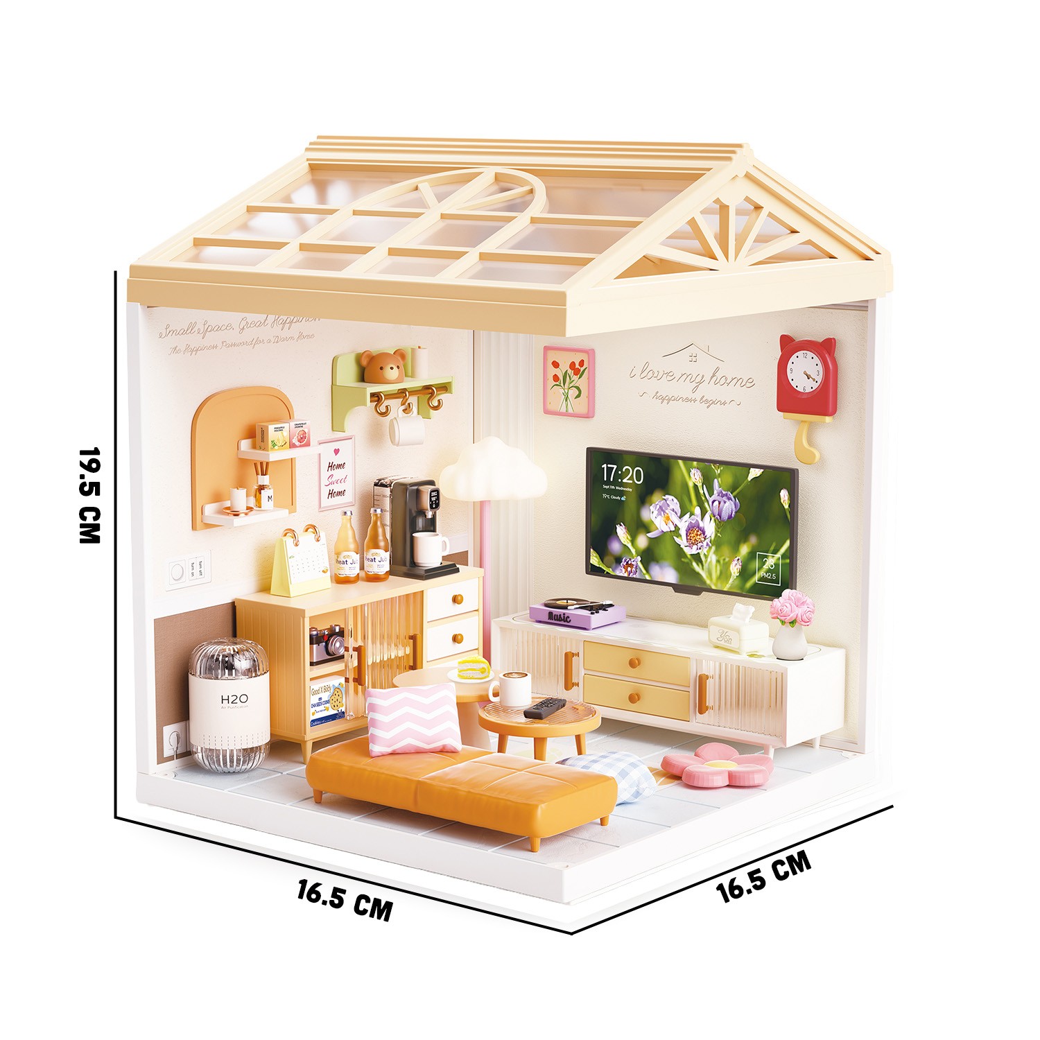 Juguete Casa en Miniatura Sala con Sof&aacute;, Muebles, Accesorios y Efecto de Luz Nocturna image number null