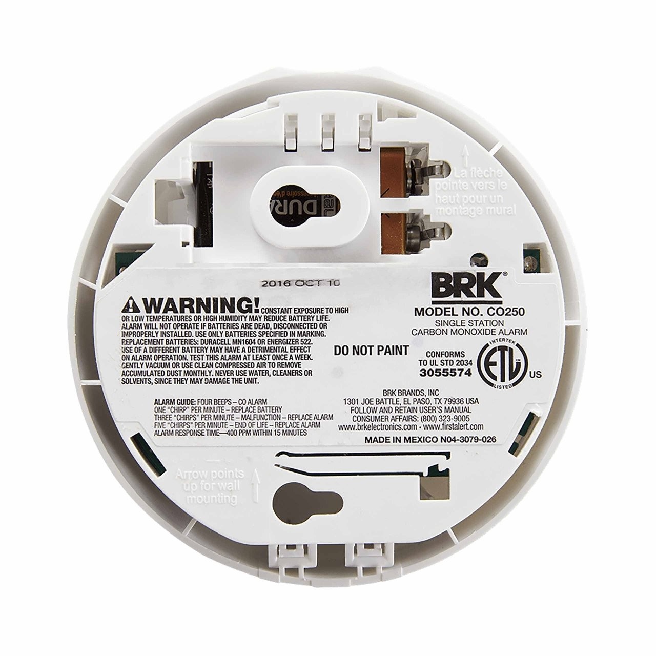 First Alert CO250B Alarma de Mon&oacute;xido de Carbono con Bater&iacute;a image number null