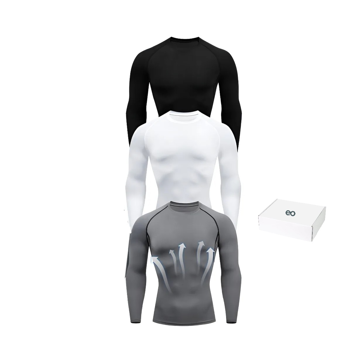 3pzs Playera Hombre Compresion Manga Larga Negro Blanco Gris Talla L image number null