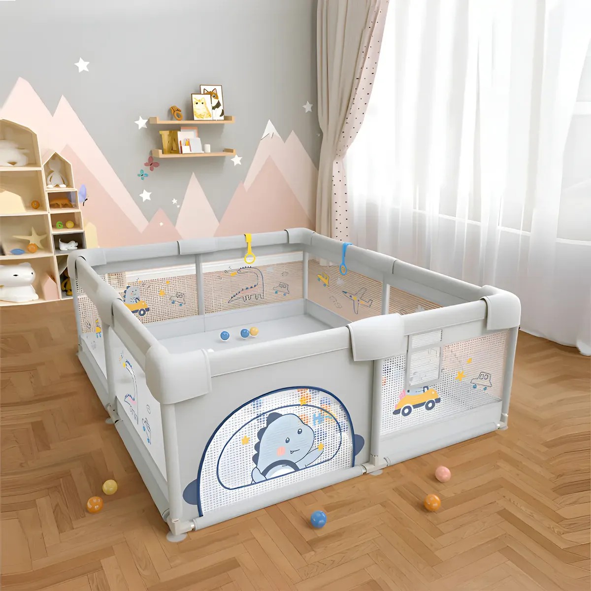 Corralito Para Bebe Corral De Juegos Ni&ntilde;os Gimnasio 1.5*1.8m Gris image number null