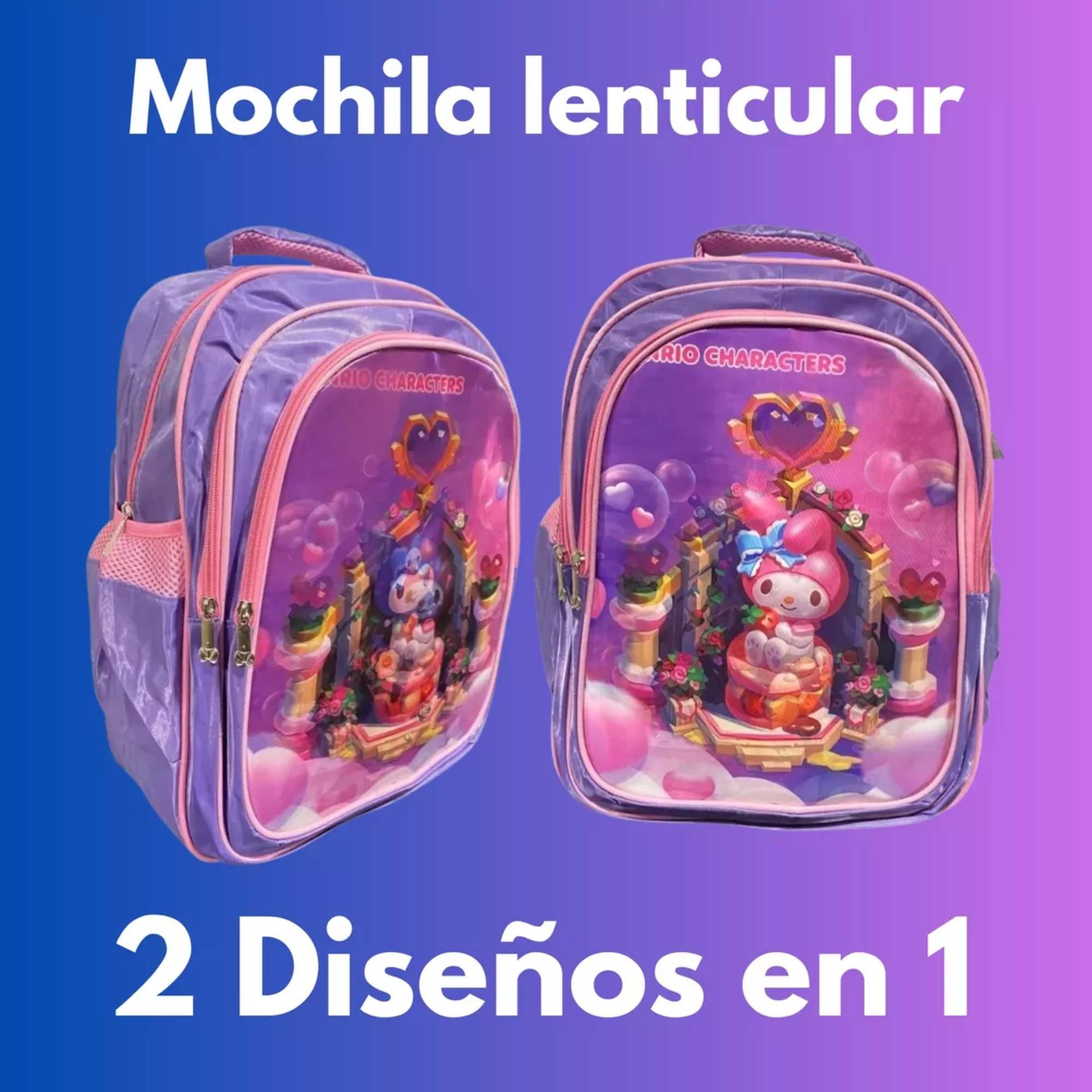 Mochila Lenticular 3d Escolar Para Ni&ntilde;os Juvenil Estudiante con dise&ntilde;o Cambiante de Kuromi image number null
