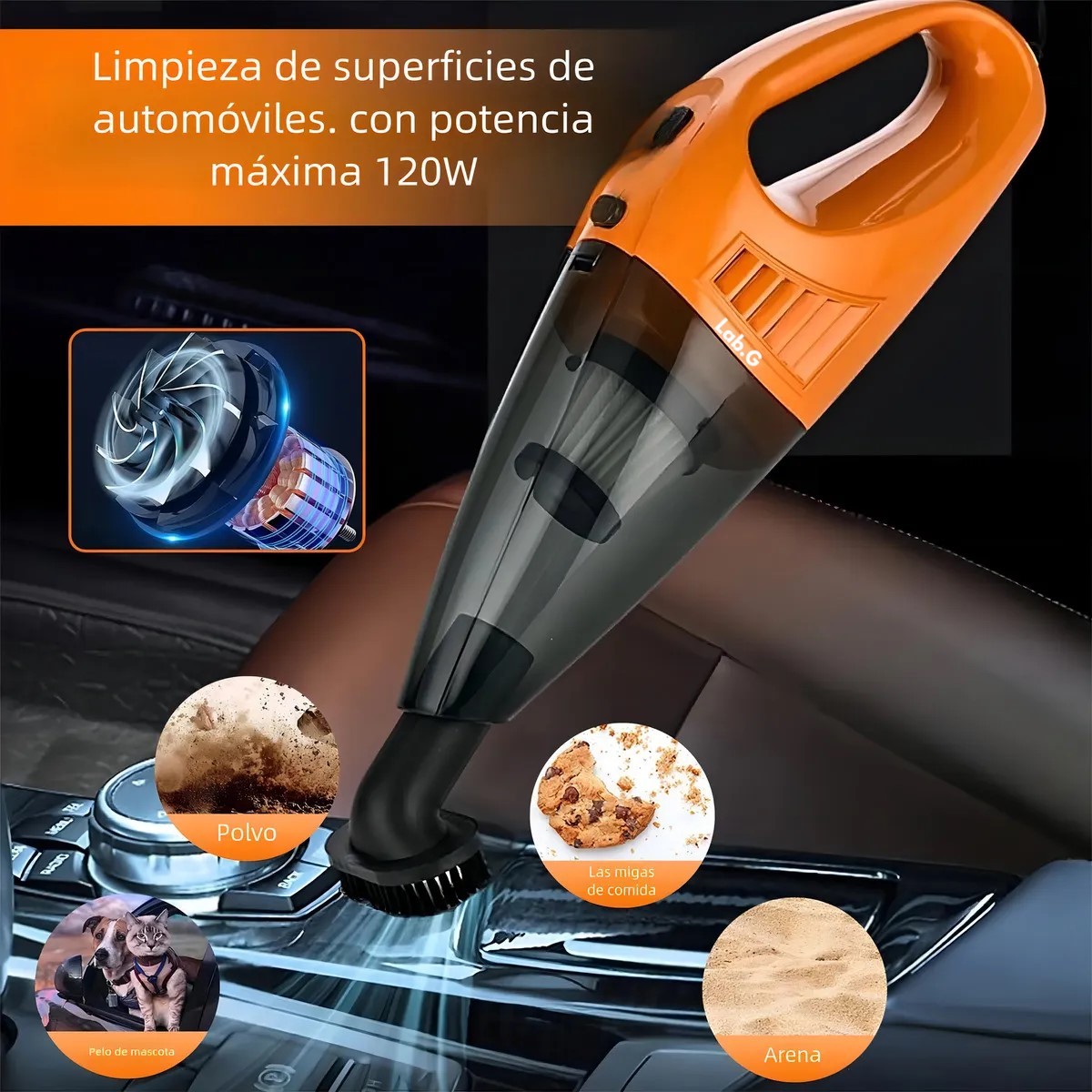 Aiyinsmart Aspiradora Port&aacute;til Inal&aacute;mbrica de Mano 9KPa Filtro HEPA Accesorios Incluidos image number null